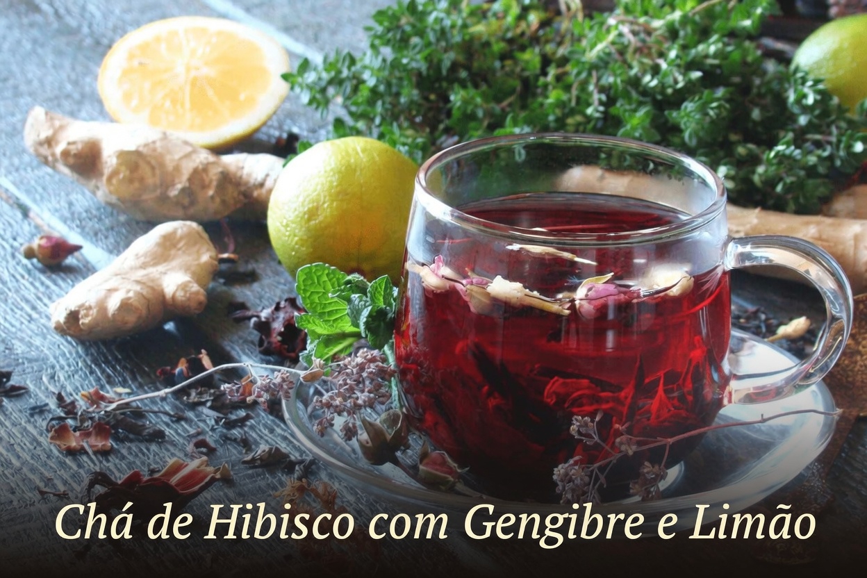 Descubra como fazer uma bebida matinal de gengibre, limão, folha de louro e hibisco para a sua rotina diária de bem-estar