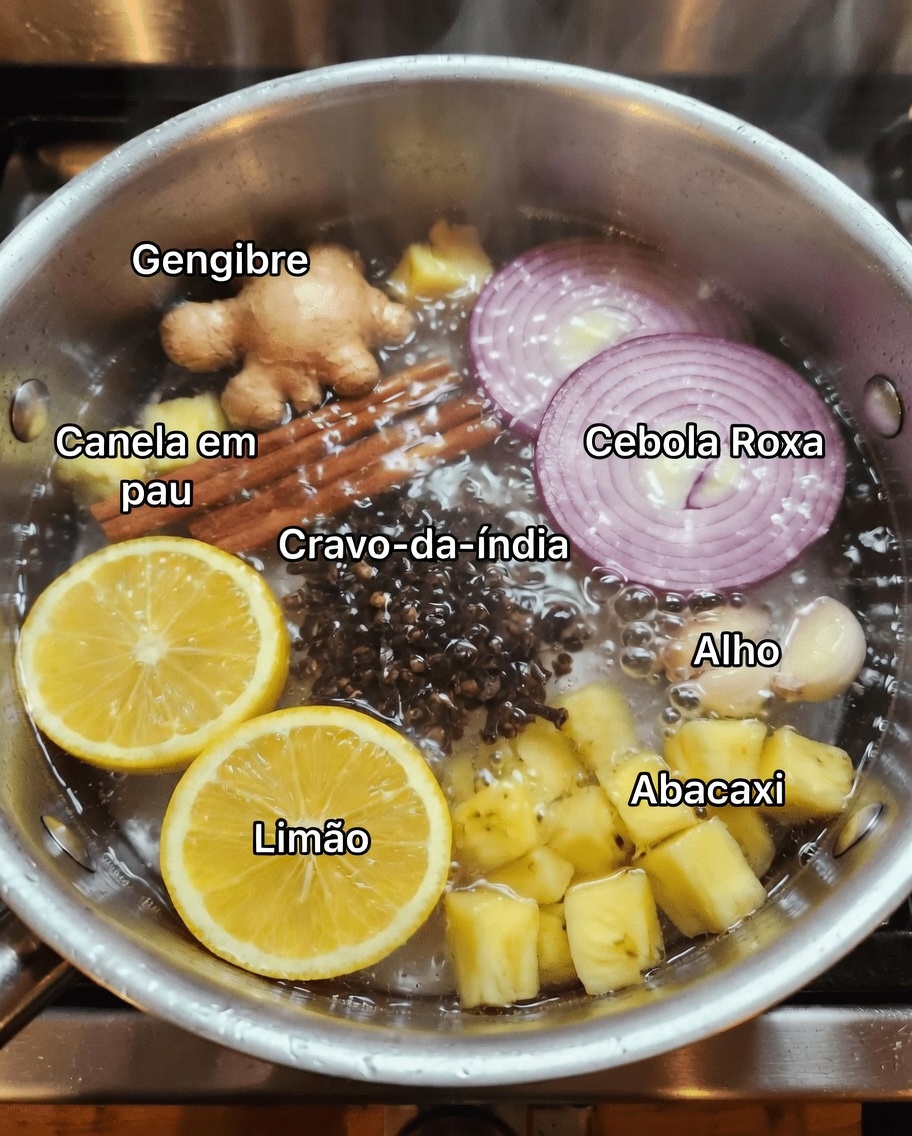 Como Fazer a Infusão Caseira de Bem-Estar Viral de 15 Minutos com Canela, Cravo, Alho, Gengibre, Limão, Cebola e Abacaxi