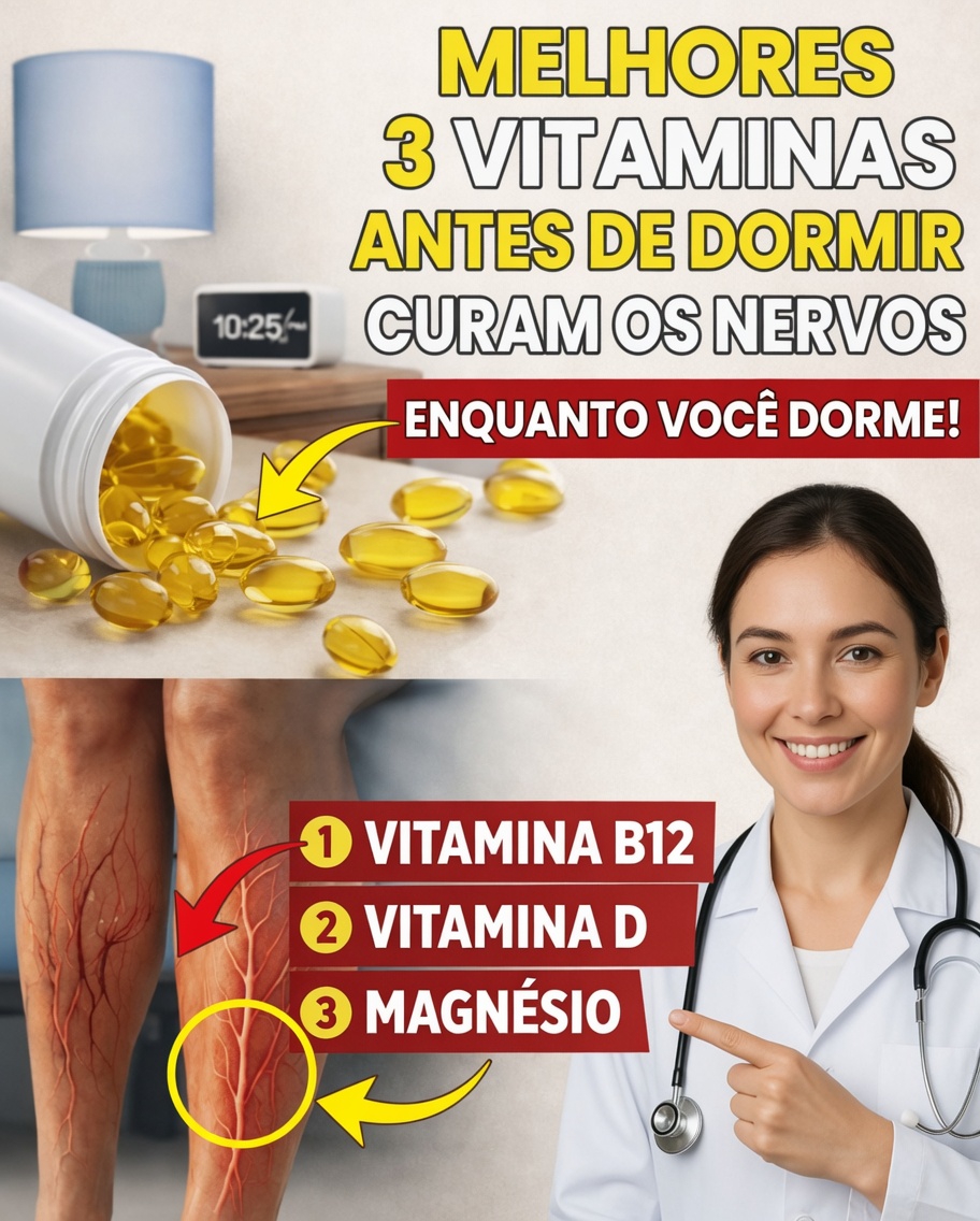 3 Vitaminas para Tomar Antes de Dormir para Pernas Mais Fortes Depois dos 60 | Dicas de Saúde para Idosos