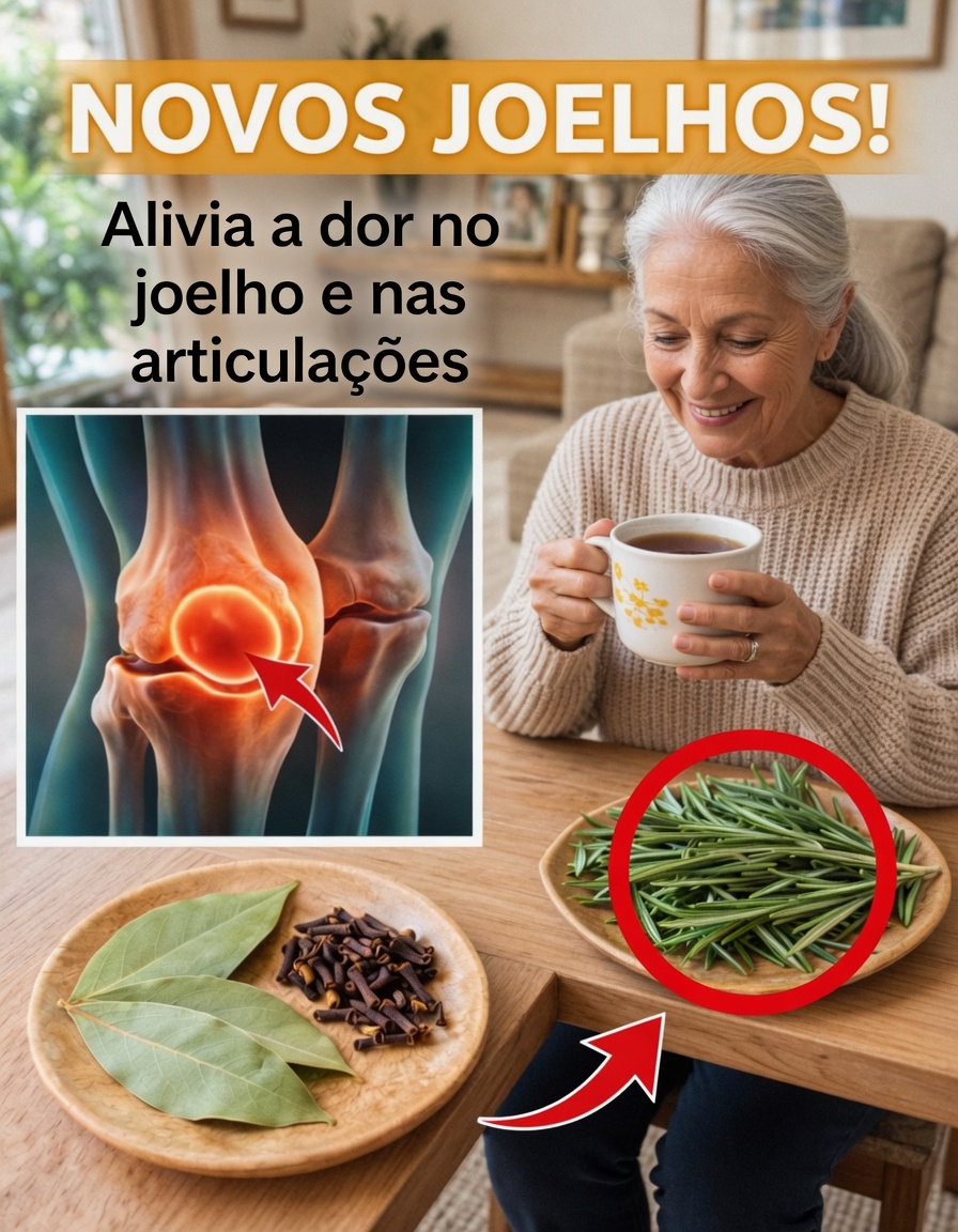 Descubra a receita de chá de louro, alecrim e cravo para apoiar naturalmente o conforto dos joelhos e o bem-estar das articulações