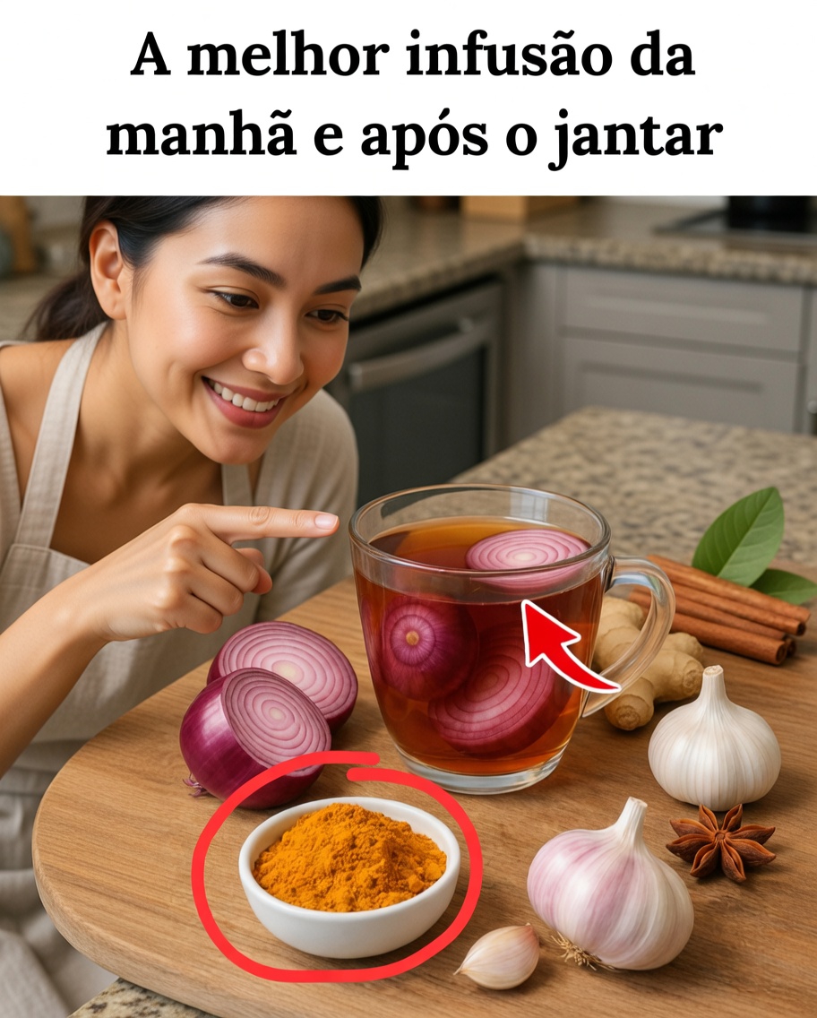 Descubra esta Simples Receita de Chá de Ervas com Gengibre, Canela, Cebola, Alho, Cúrcuma e Folha de Goiaba para as Manhãs e as Noites