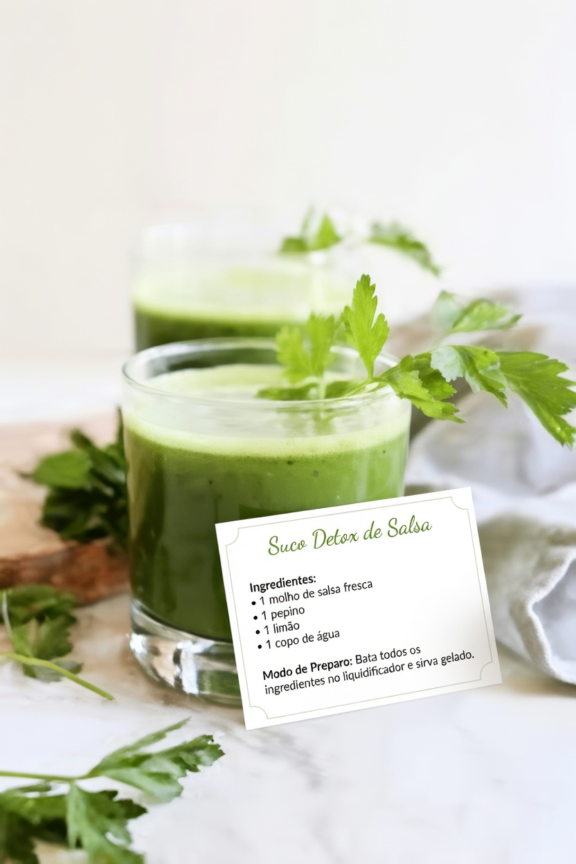 Revigore seu dia com suco verde de aipo, salsa e limão (um caminho simples para se sentir mais leve)