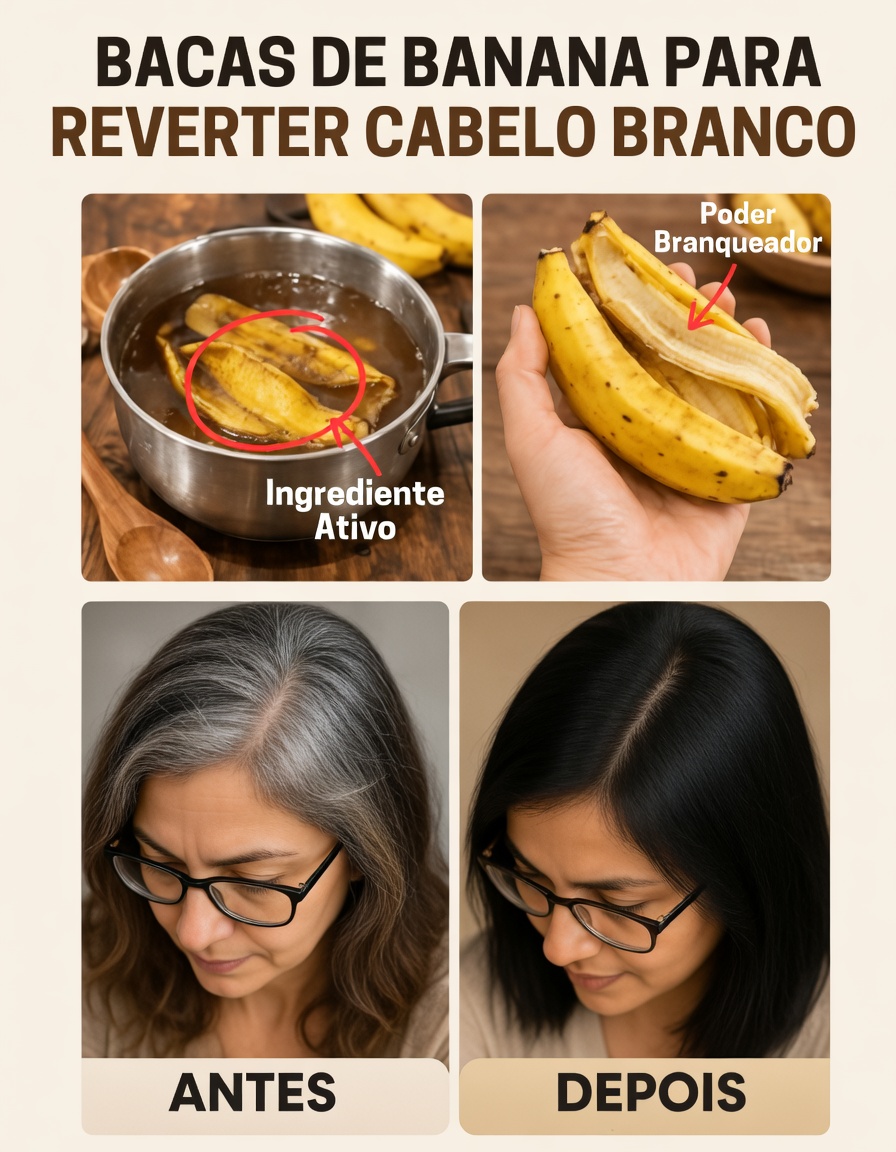 Cabelo branco para preto naturalmente em apenas 3 minutos e faça o cabelo crescer rápido com casca de banana