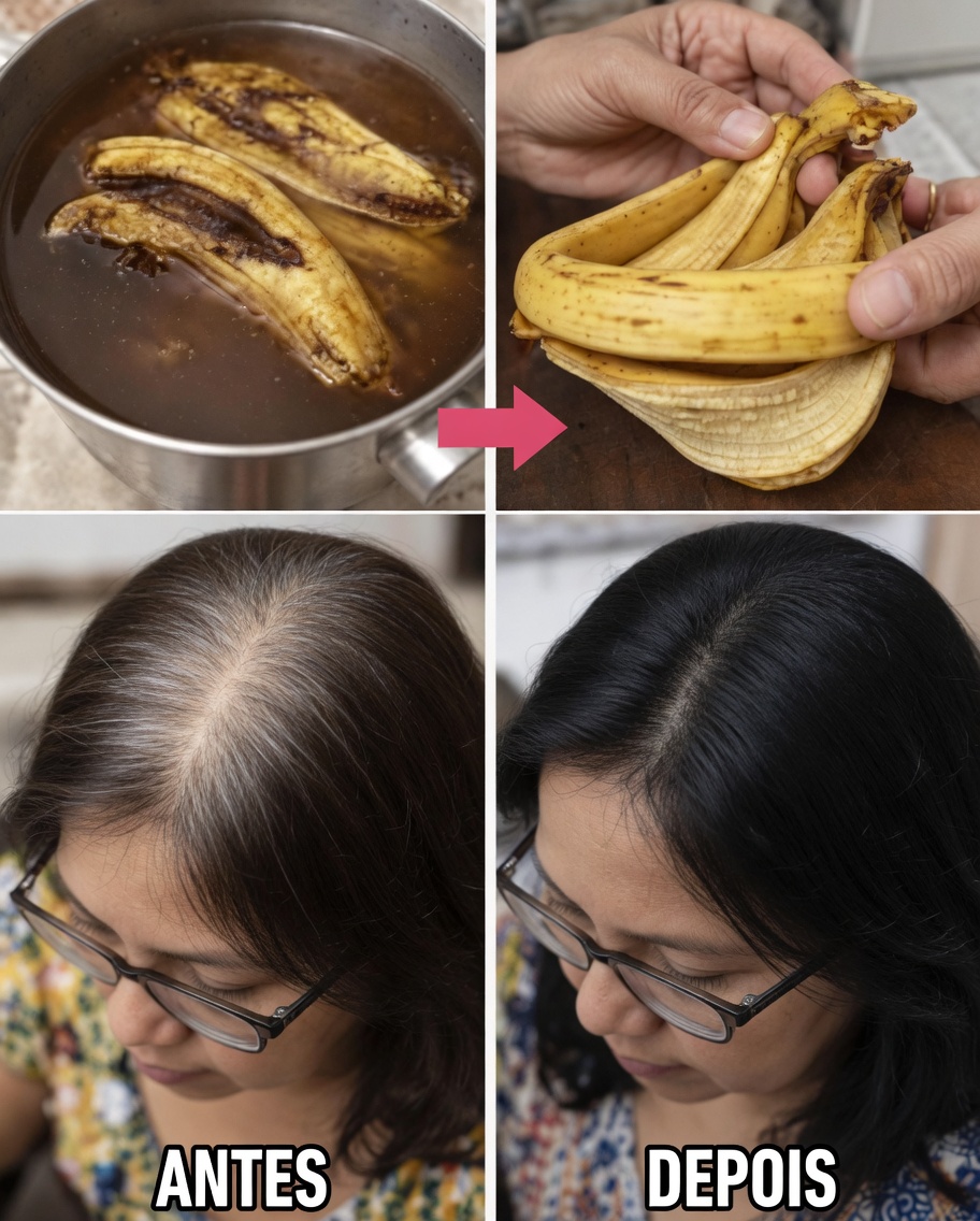 Cabelo branco para preto naturalmente em apenas 3 minutos e faça o cabelo crescer rápido com casca de banana