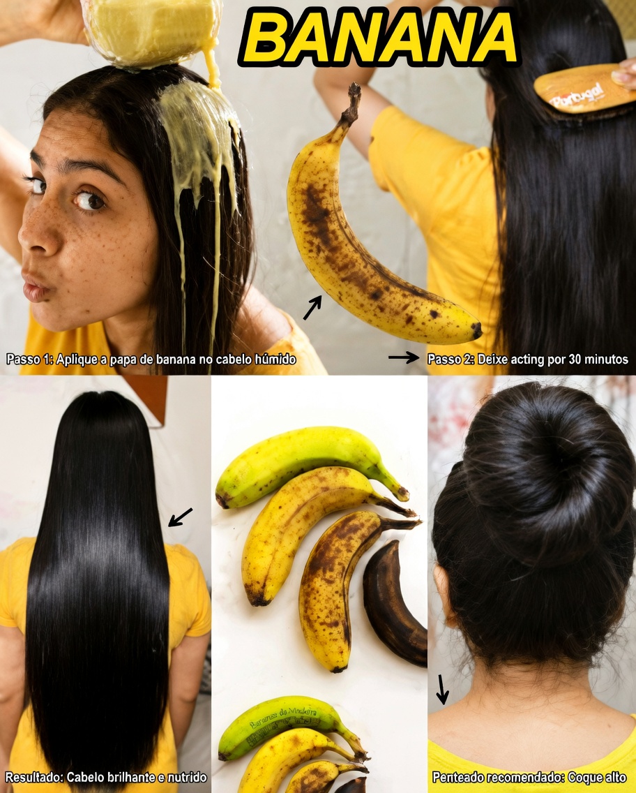 Cabelo branco para preto naturalmente em apenas 3 minutos e faça o cabelo crescer rápido com casca de banana