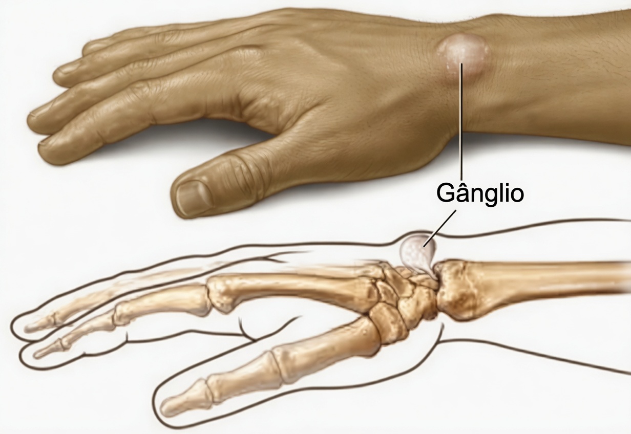 Minha avó desenvolveu esse caroço estranho no pulso de um dia para o outro. O que poderia ser? Estou preocupado porque parece anormal