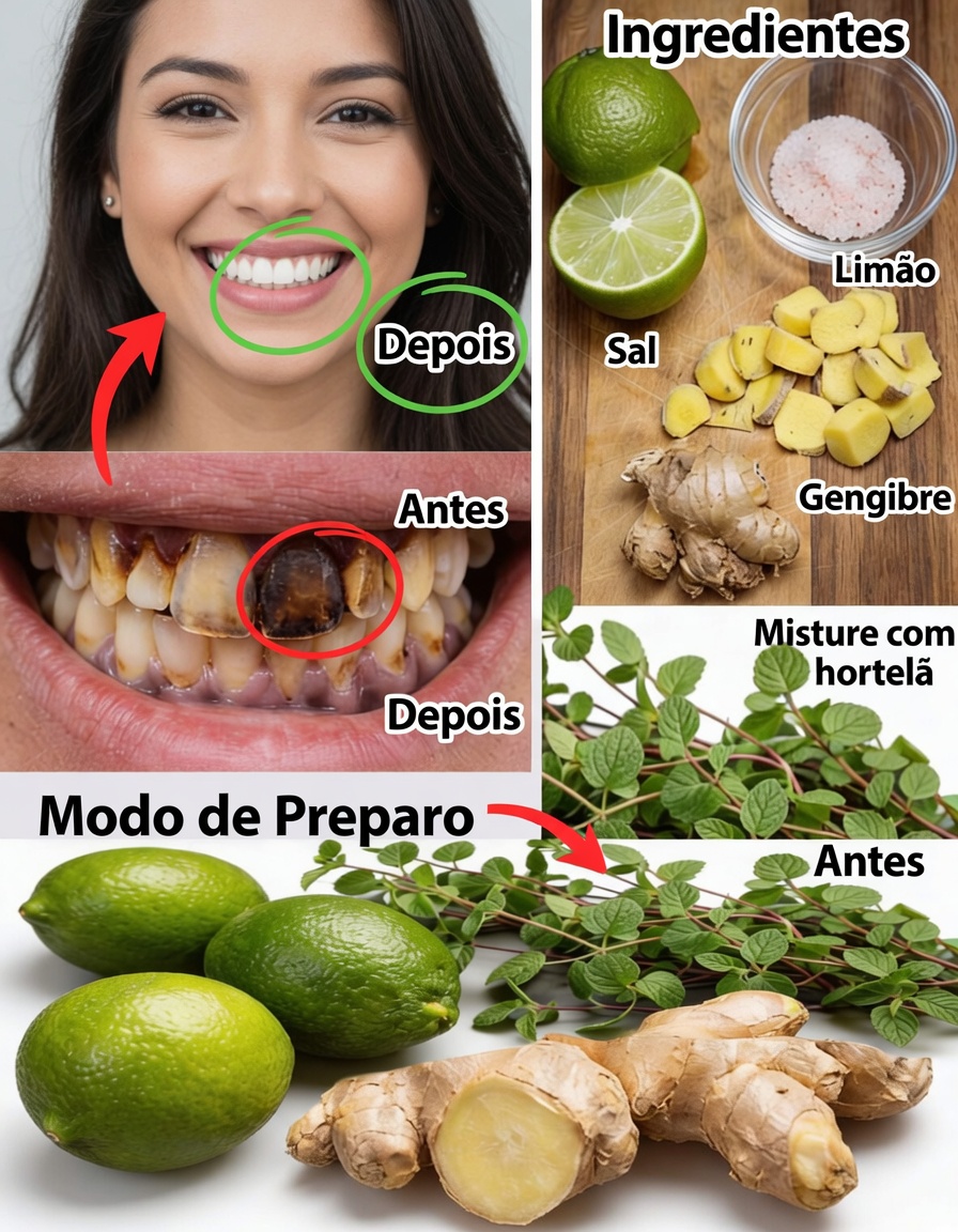 Branqueie os seus dentes instantaneamente com este truque de gengibre e sal de 2 minutos. Veja como