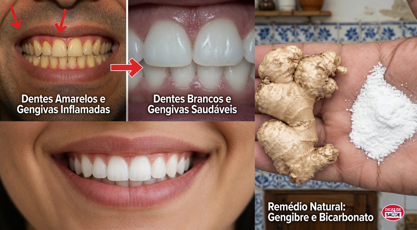 Branqueie os seus dentes instantaneamente com este truque de gengibre e sal de 2 minutos. Veja como