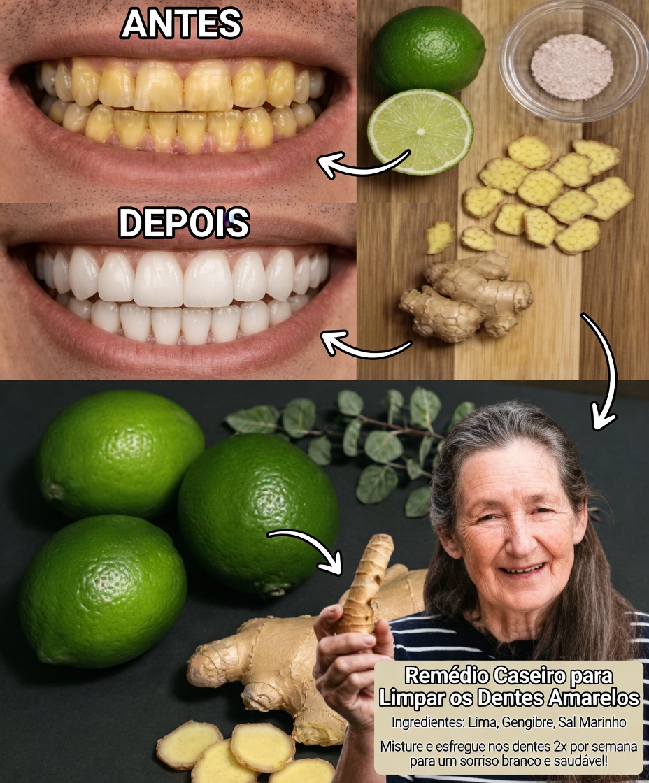 Branqueie os seus dentes instantaneamente com este truque de gengibre e sal de 2 minutos. Veja como
