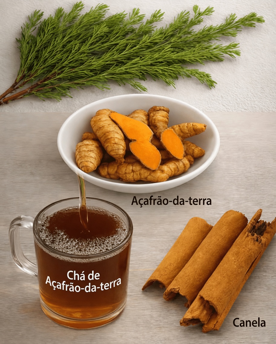 Chá de folhas de pinheiro, cúrcuma e canela – uma bebida natural para ajudar a manter o equilíbrio saudável do açúcar no sangue