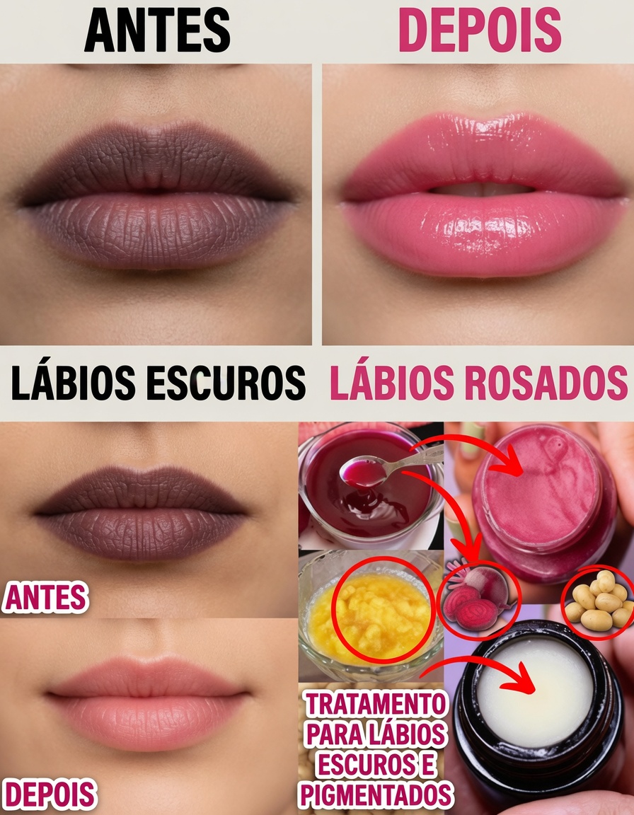 Clareie e Deixe os Lábios Escuros Rosados em 3 Dias Naturalmente: Seus Lábios Ficarão Macios, Carnudos e Rosados com Apenas 2 Ingredientes Simples