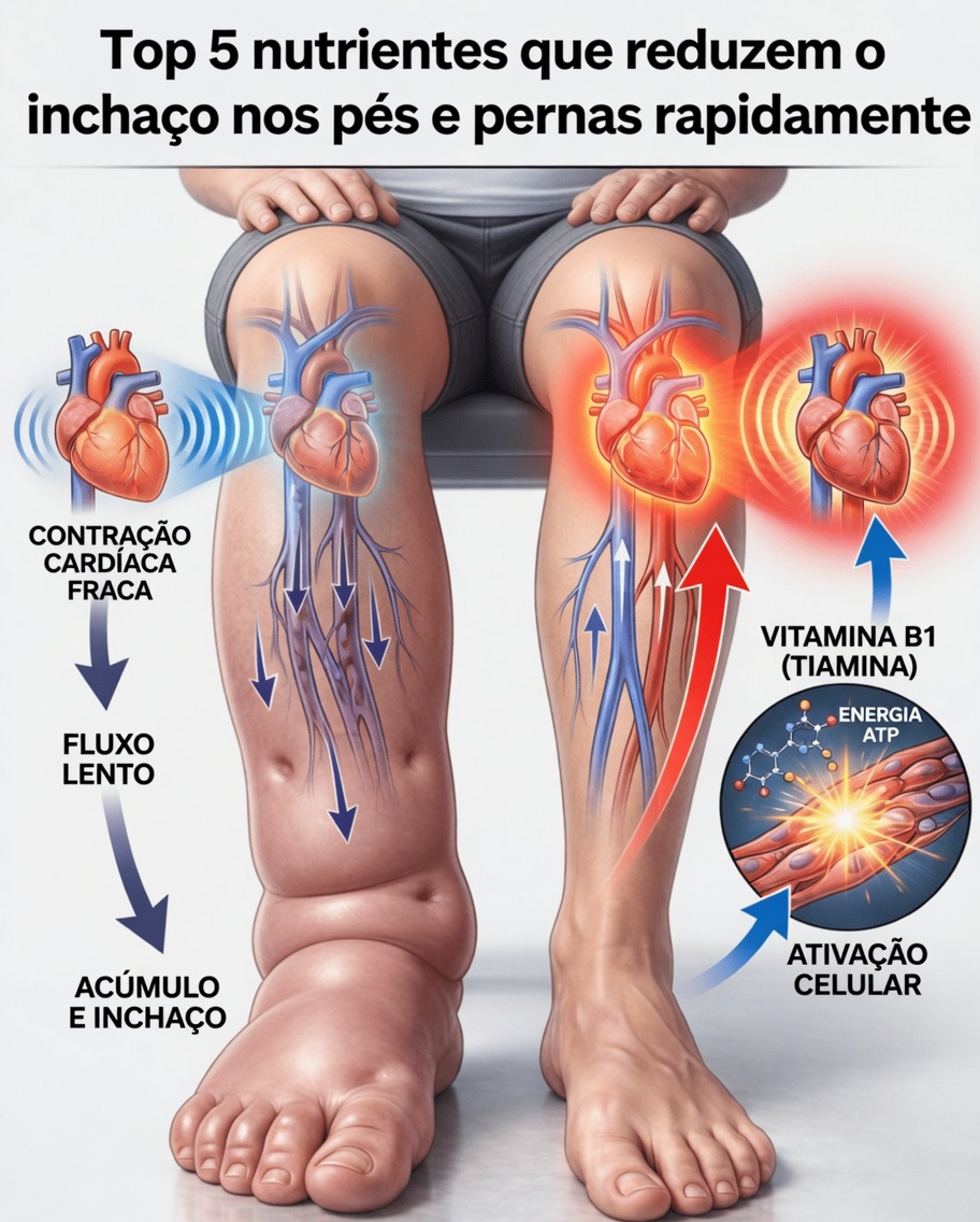Top 5 nutrientes para reduzir o inchaço nos pés e nas pernas
