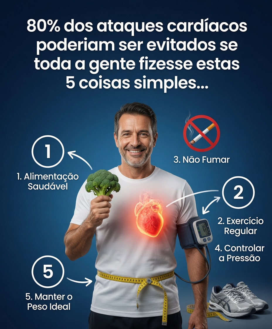 80% dos ataques cardíacos poderiam ser evitados se todos fizessem estas 5 coisas fáceis