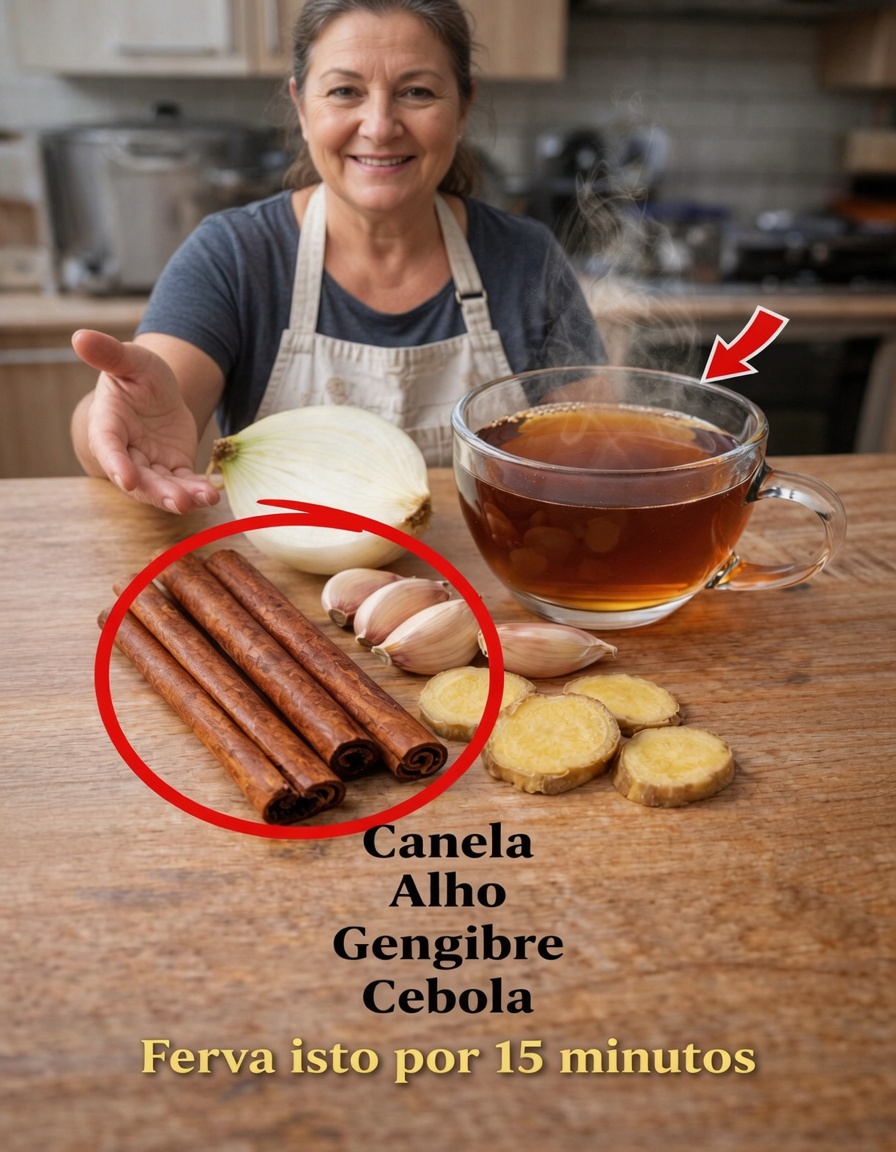 Uma simples infusão de canela, alho, gengibre e cebola pode realmente fazer diferença na sua saúde diária? (Dicas seguras para idosos nos EUA.)