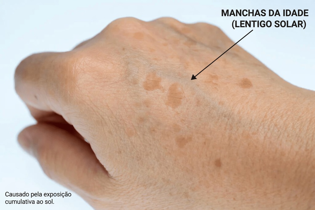 Um método natural suave para ajudar a melhorar a aparência de rugas e manchas escuras nas mãos e nos braços