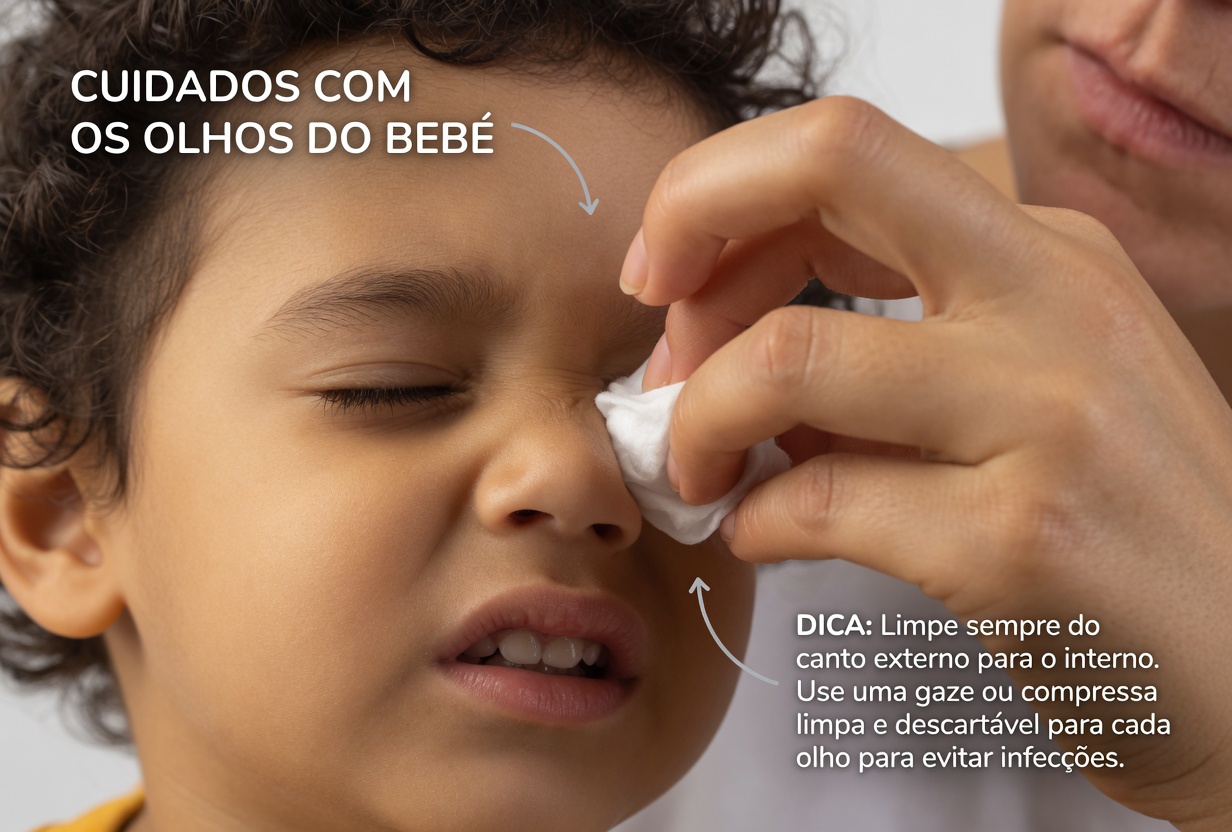 Olho da criança pequena colado com secreção amarela? Dicas suaves de limpeza em casa que os pais devem conhecer