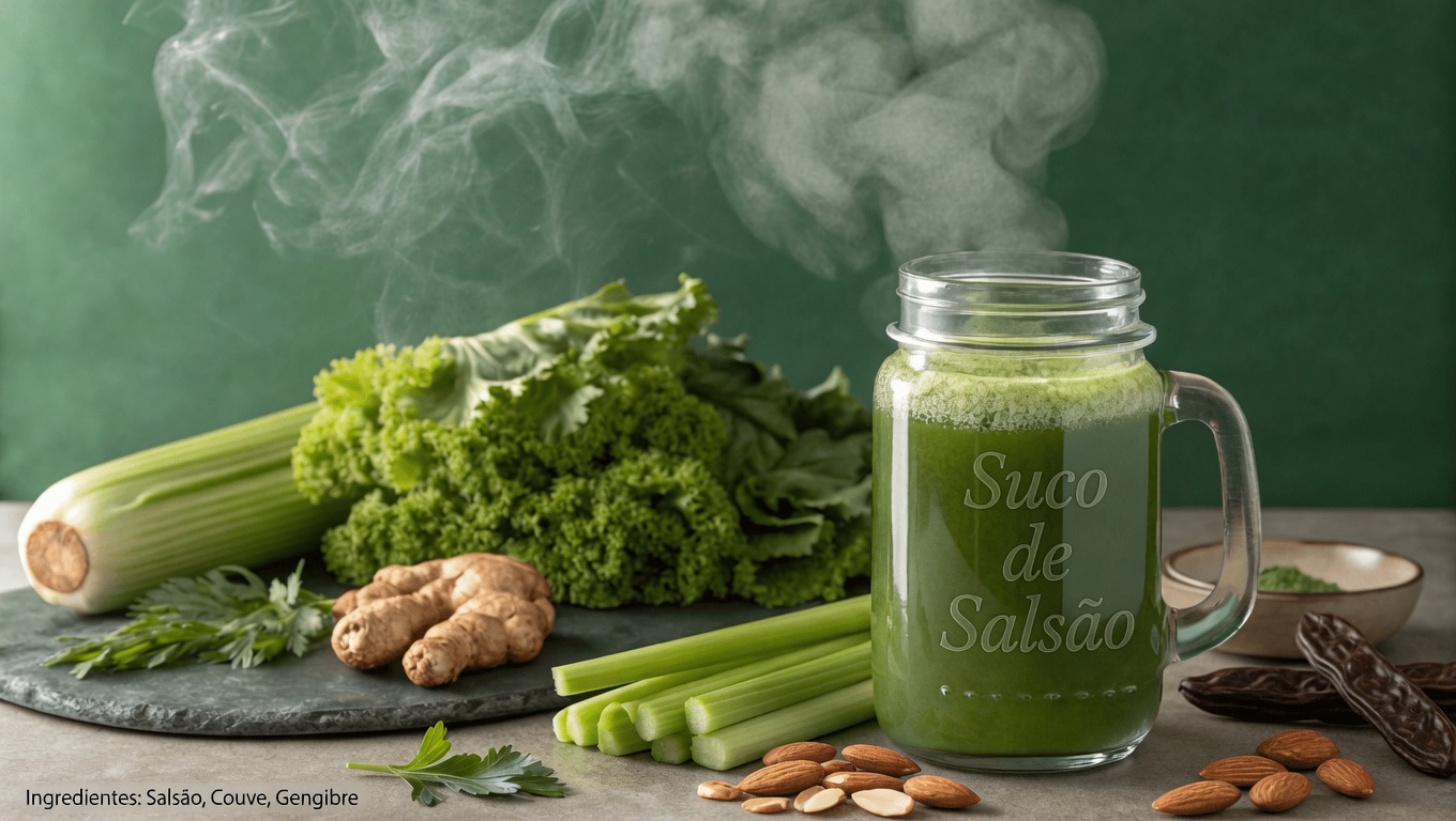 Refresque o seu dia com suco verde de aipo, salsa e limão (um caminho simples para se sentir mais leve)