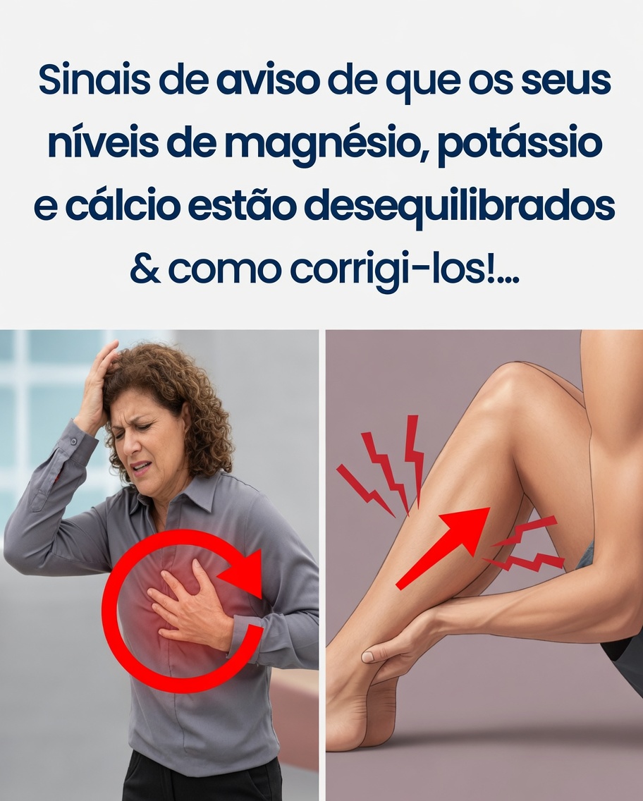 Sinais de alerta de que seus níveis de magnésio, potássio e cálcio estão desequilibrados e como corrigir isso!