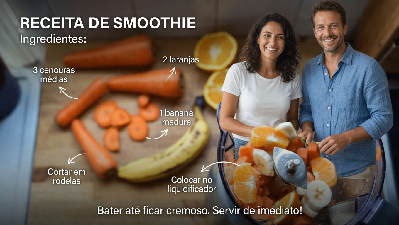 Descubra uma receita simples de bebida de cenoura, laranja e banana para apoiar naturalmente a saúde dos seus olhos