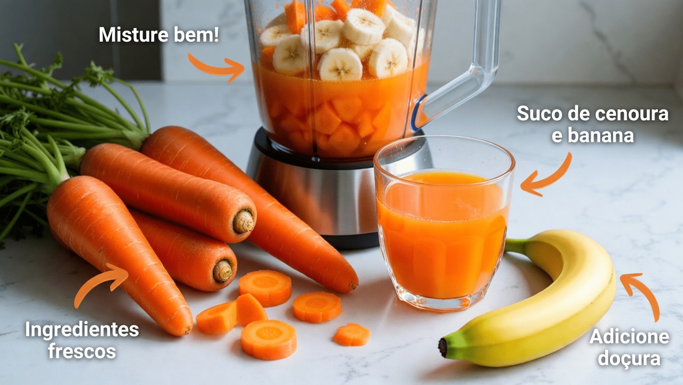 Descubra uma receita simples de bebida de cenoura, laranja e banana para apoiar naturalmente a saúde dos seus olhos