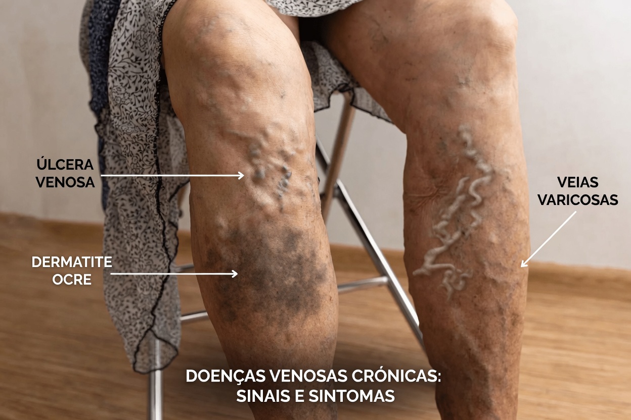 Quando Veias Salientes Podem Indicar Insuficiência Venosa Crônica, Problemas Cardíacos ou Pulmonares, ou Risco de Coágulos