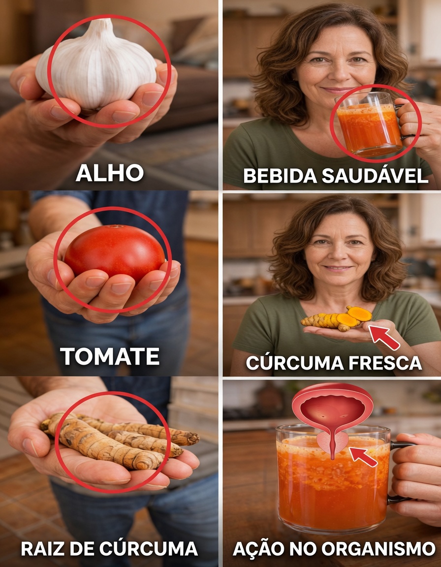 Bebida natural para apoiar a saúde da próstata após os 40: explorando a mistura de alho, tomate e cúrcuma