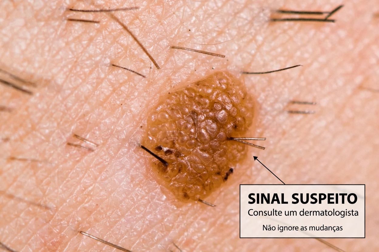 O que são essas protuberâncias escuras e cerosas no pescoço do vovô — e por que coçam?