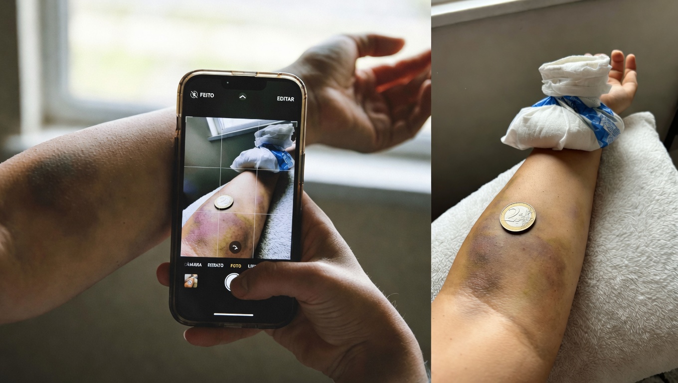 Hematomas roxos escuros continuam aparecendo nos meus braços – o que posso fazer enquanto espero para consultar um médico?