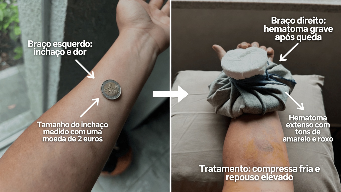 Hematomas roxos escuros continuam aparecendo nos meus braços – o que posso fazer enquanto espero para consultar um médico?