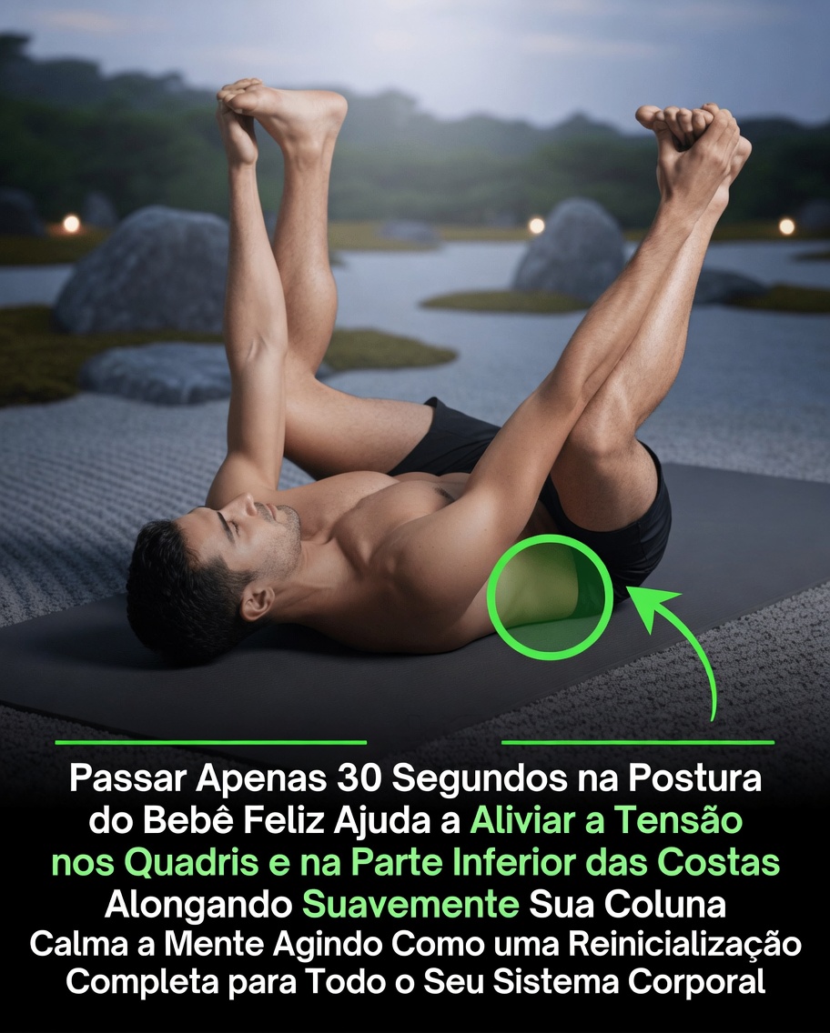 Descubra como apenas 30 segundos na postura do Bebê Feliz podem ajudar você a se sentir mais relaxado e flexível