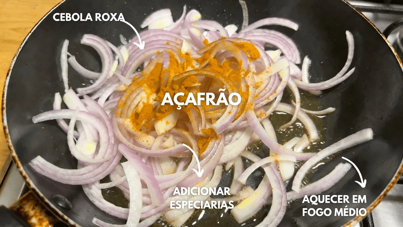 Um Refogado Simples de Cebola Roxa e Cúrcuma: Como Ingredientes Comuns da Cozinha Podem Auxiliar a Saúde do Coração e o Equilíbrio do Açúcar no Sangue